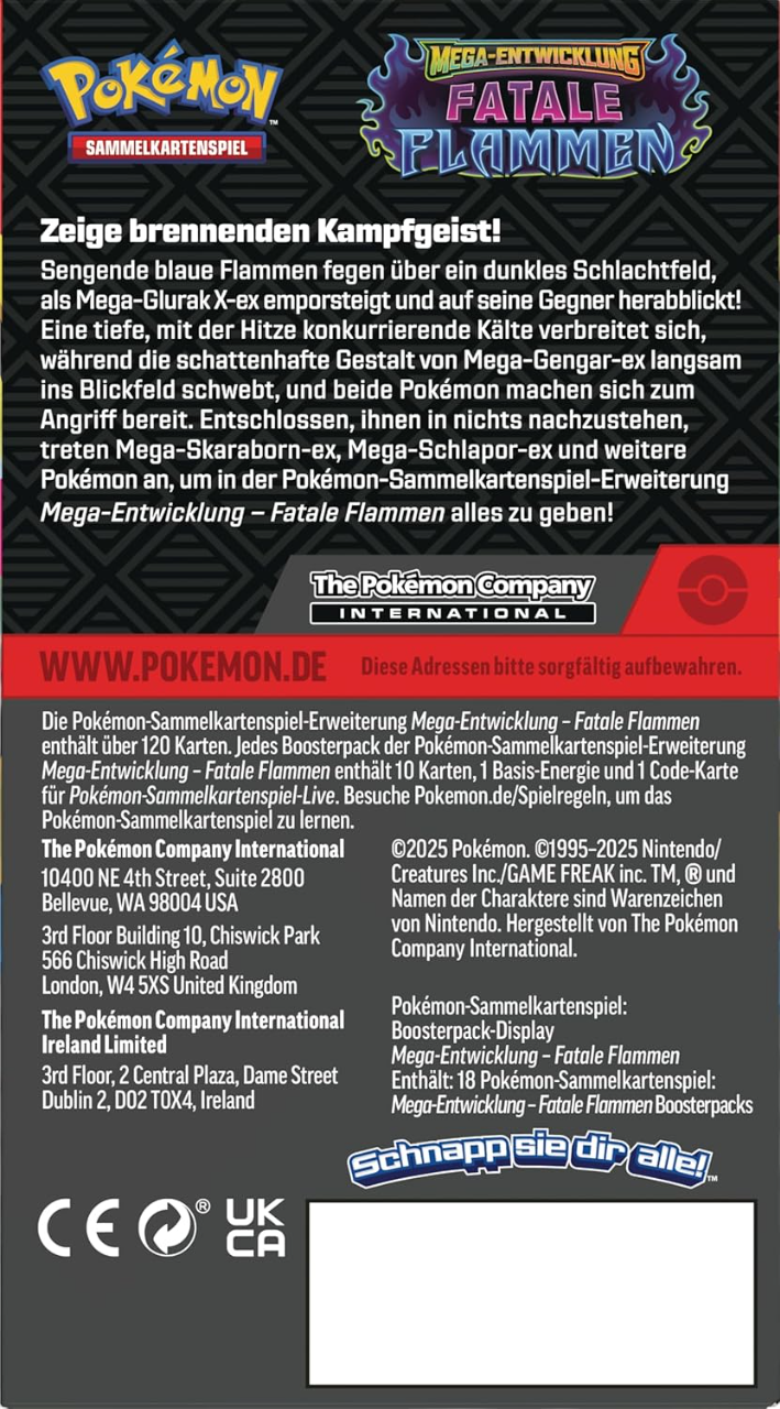 Pokémon TCG - Fatale Flammen - Display (18) / Deutsch