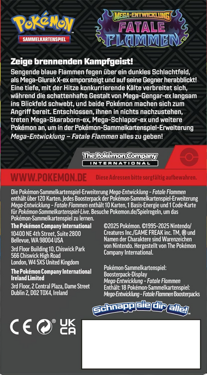 Pokémon TCG - Fatale Flammen - Display (18) / Deutsch