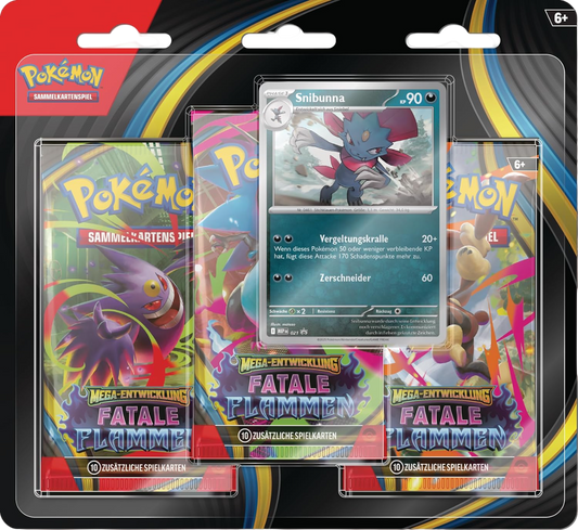 Pokémon TCG - Fatale Flammen - Blister (3) / Snibunna / Deutsch