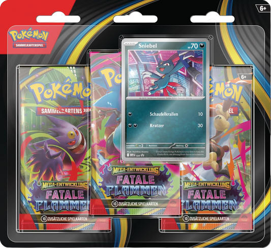 Pokémon TCG - Fatale Flammen - Blister (3) / Sniebel / Deutsch