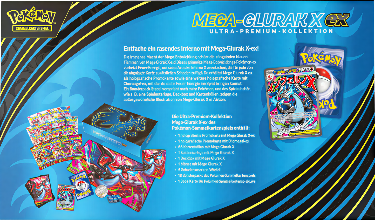 Pokémon TCG - Fatale Flammen - Ultra-Premium-Kollektion (UPK) Mega-Glurak X-ex / Deutsch